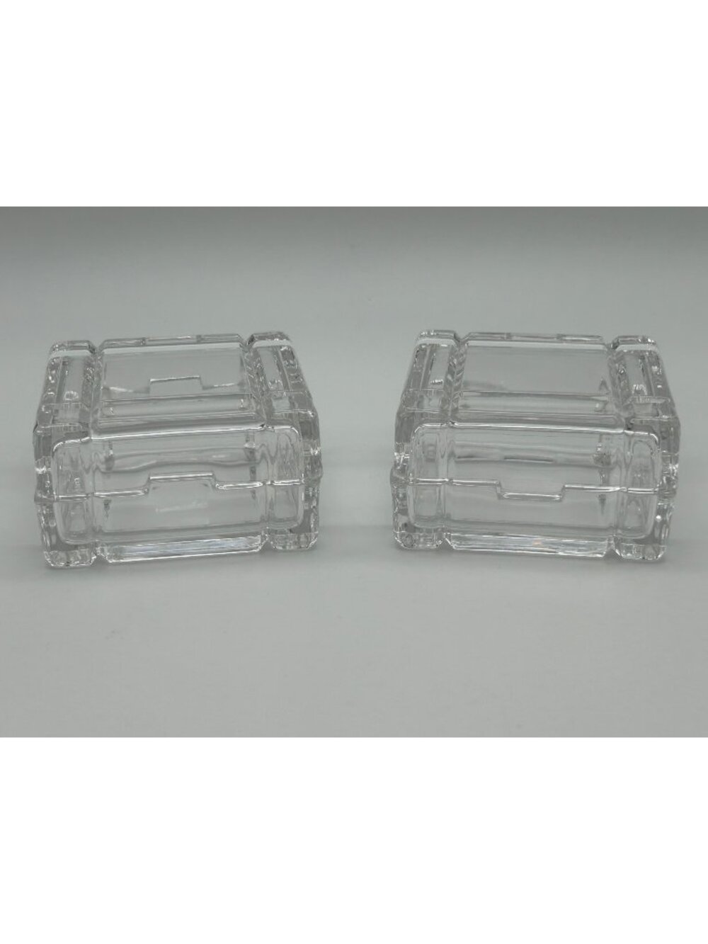 2 Vintage RCR Royal Crystal Rock Scatola Cuba Square Trinket Ring Boxes Italy